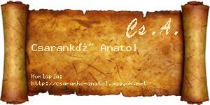 Csarankó Anatol névjegykártya